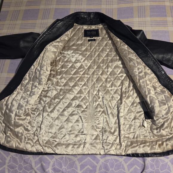 Vintage Wilsons Leather Bomber Jacket Pelle Studio Quilted Liner Large Long Y2k - Picture 3 of 9